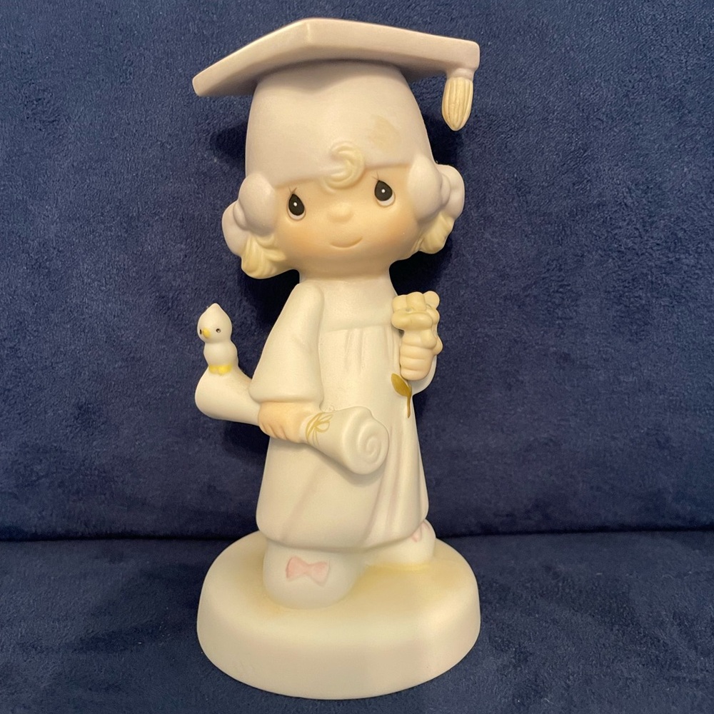 Precious Moments Blonde Girl Graduation Figurine in Cream “The Lord Bless You”
